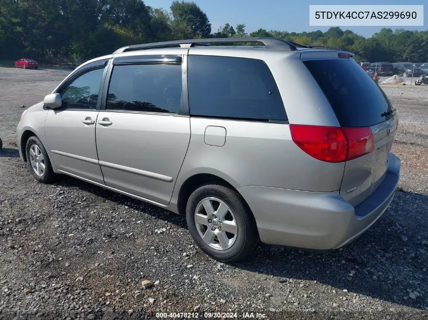 2010 Toyota Sienna Xle VIN: 5TDYK4CC7AS299690 Lot: 40478212