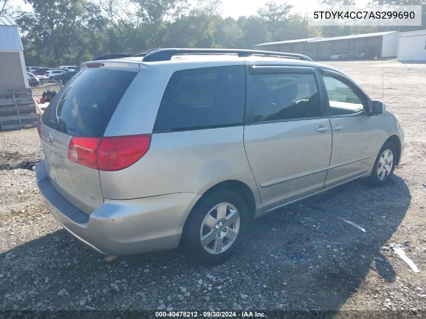 2010 Toyota Sienna Xle VIN: 5TDYK4CC7AS299690 Lot: 40478212