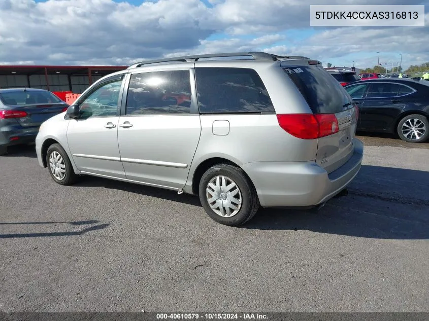 2010 Toyota Sienna Le VIN: 5TDKK4CCXAS316813 Lot: 40610579