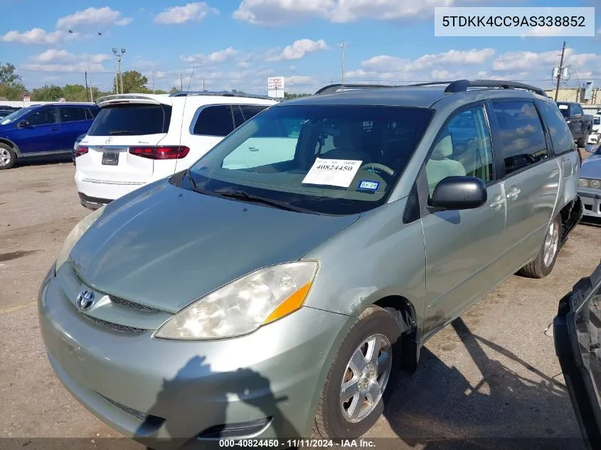 2010 Toyota Sienna Le VIN: 5TDKK4CC9AS338852 Lot: 40824450