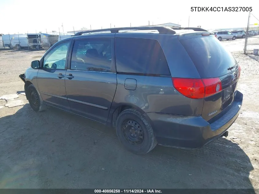 2010 Toyota Sienna Le VIN: 5TDKK4CC1AS327005 Lot: 40856258