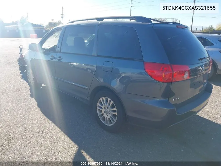 2010 Toyota Sienna Le VIN: 5TDKK4CCXAS321655 Lot: 40857080