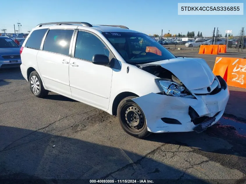 2010 Toyota Sienna Le VIN: 5TDKK4CC5AS336855 Lot: 40893005