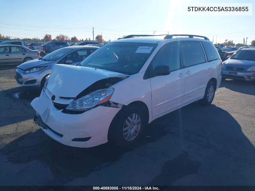 2010 Toyota Sienna Le VIN: 5TDKK4CC5AS336855 Lot: 40893005