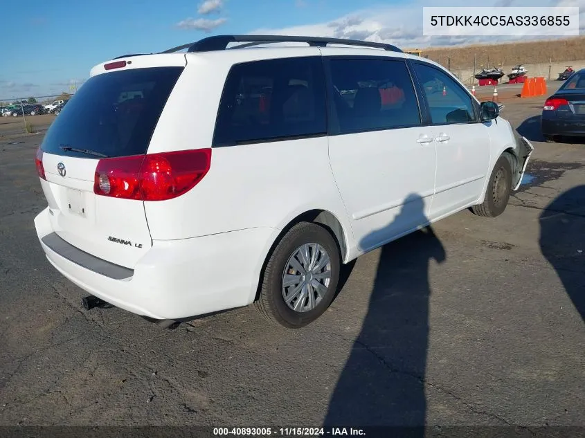 2010 Toyota Sienna Le VIN: 5TDKK4CC5AS336855 Lot: 40893005