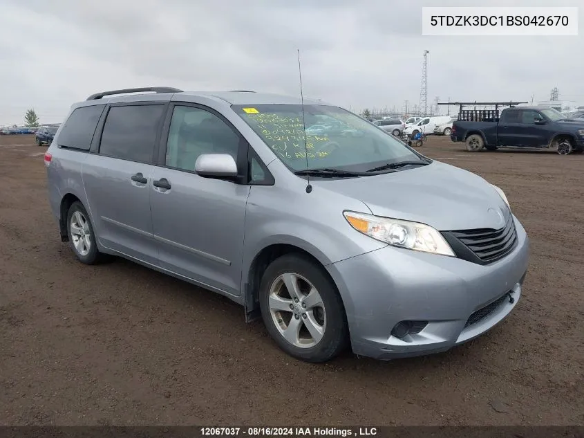 2011 Toyota Sienna VIN: 5TDZK3DC1BS042670 Lot: 12067037