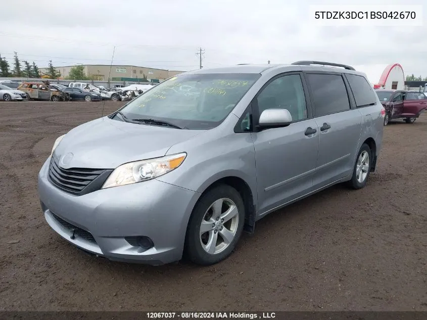 2011 Toyota Sienna VIN: 5TDZK3DC1BS042670 Lot: 12067037