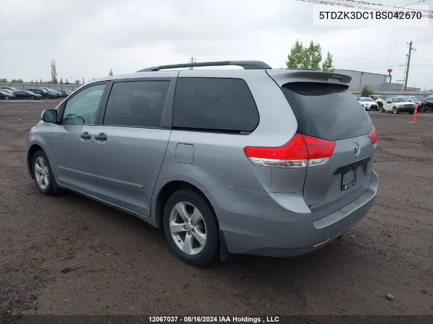 2011 Toyota Sienna VIN: 5TDZK3DC1BS042670 Lot: 12067037