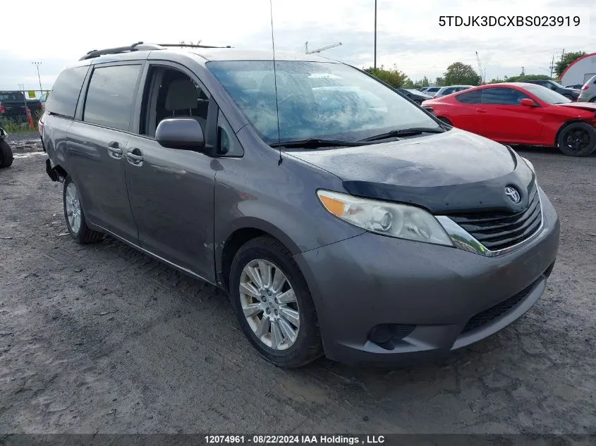 2011 Toyota Sienna Le 7 Passenger VIN: 5TDJK3DCXBS023919 Lot: 12074961