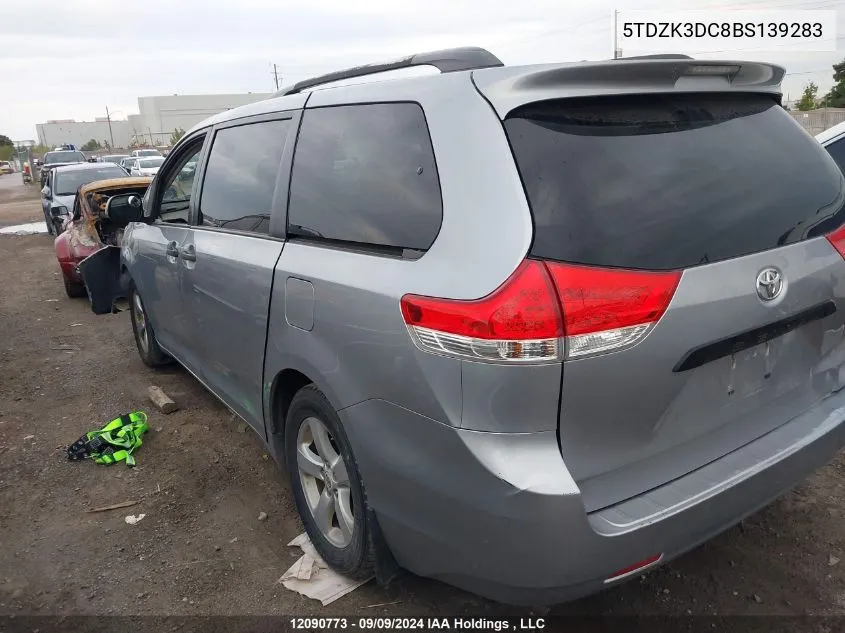 2011 Toyota Sienna VIN: 5TDZK3DC8BS139283 Lot: 12090773