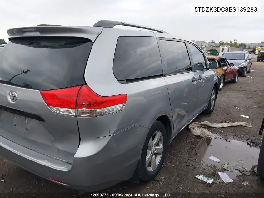 2011 Toyota Sienna VIN: 5TDZK3DC8BS139283 Lot: 12090773