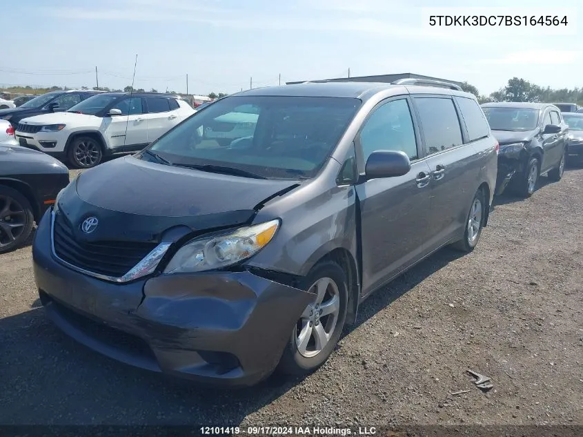 2011 Toyota Sienna Le 8 Passenger VIN: 5TDKK3DC7BS164564 Lot: 12101419