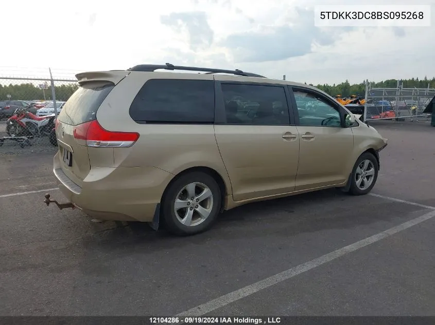 2011 Toyota Sienna Le VIN: 5TDKK3DC8BS095268 Lot: 12104286