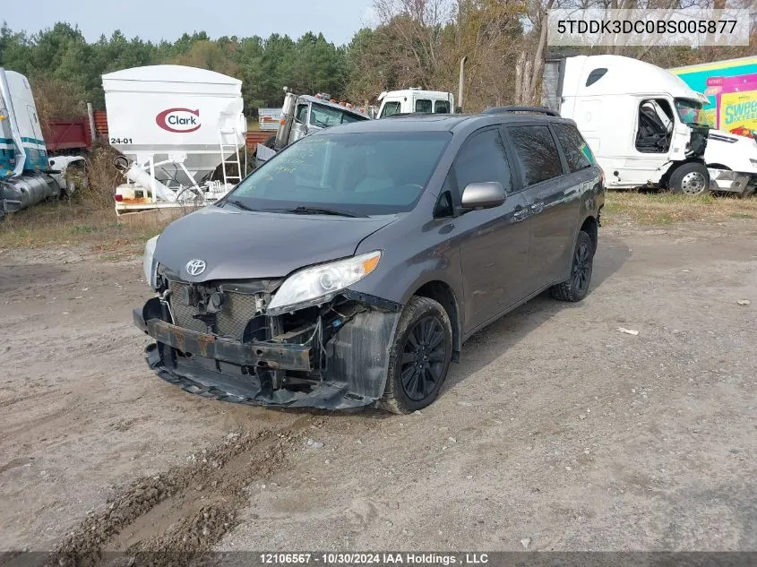 2011 Toyota Sienna Limited 7 Passenger VIN: 5TDDK3DC0BS005877 Lot: 12106567