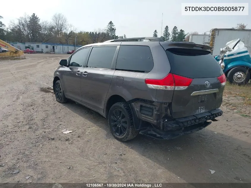 2011 Toyota Sienna Limited 7 Passenger VIN: 5TDDK3DC0BS005877 Lot: 12106567