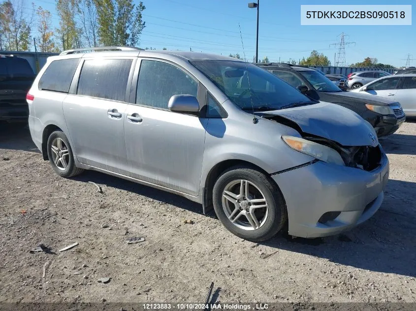 2011 Toyota Sienna Le 8 Passenger VIN: 5TDKK3DC2BS090518 Lot: 12123883