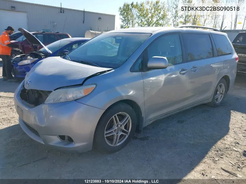 2011 Toyota Sienna Le 8 Passenger VIN: 5TDKK3DC2BS090518 Lot: 12123883