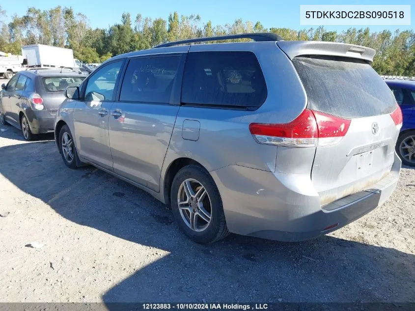 2011 Toyota Sienna Le 8 Passenger VIN: 5TDKK3DC2BS090518 Lot: 12123883