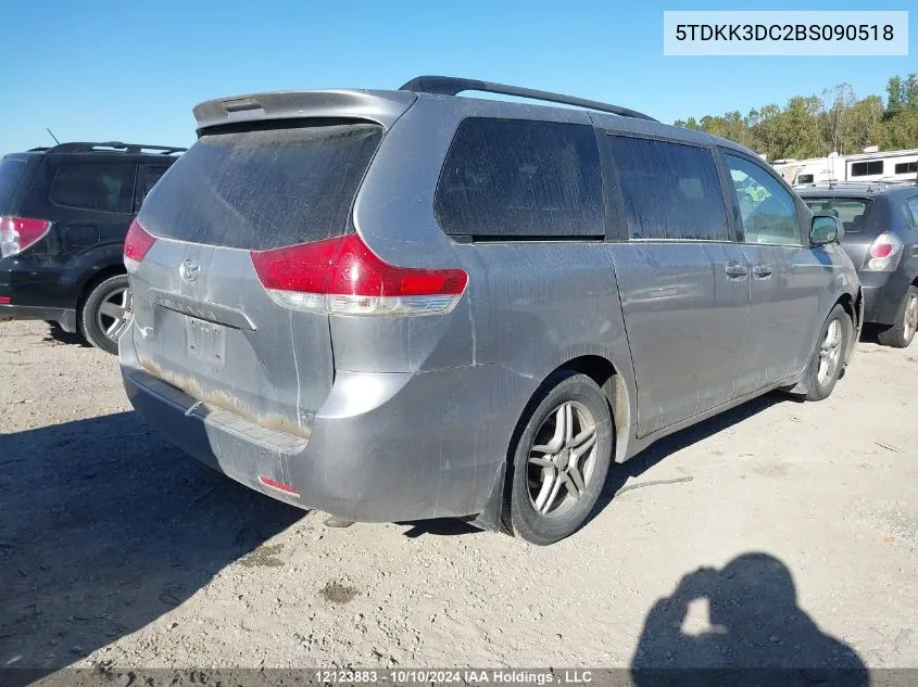 2011 Toyota Sienna Le 8 Passenger VIN: 5TDKK3DC2BS090518 Lot: 12123883