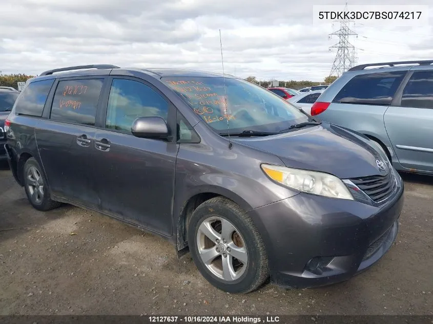 2011 Toyota Sienna Le 8 Passenger VIN: 5TDKK3DC7BS074217 Lot: 12127637