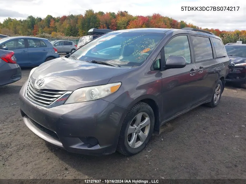 2011 Toyota Sienna Le 8 Passenger VIN: 5TDKK3DC7BS074217 Lot: 12127637