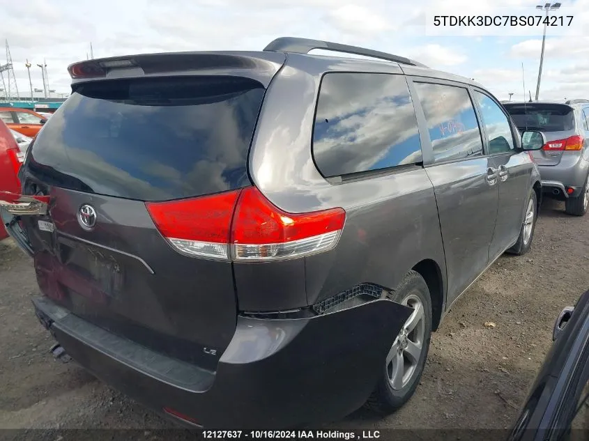 2011 Toyota Sienna Le 8 Passenger VIN: 5TDKK3DC7BS074217 Lot: 12127637