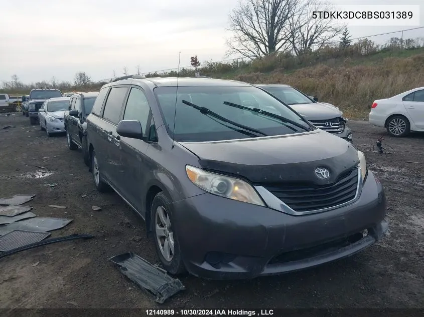 2011 Toyota Sienna Le V6 VIN: 5TDKK3DC8BS031389 Lot: 12140989