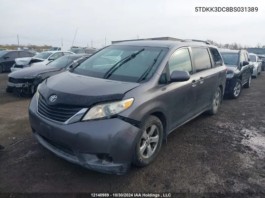 2011 Toyota Sienna Le V6 VIN: 5TDKK3DC8BS031389 Lot: 12140989