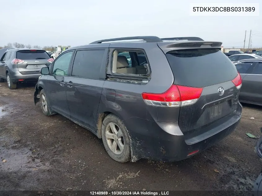 2011 Toyota Sienna Le V6 VIN: 5TDKK3DC8BS031389 Lot: 12140989