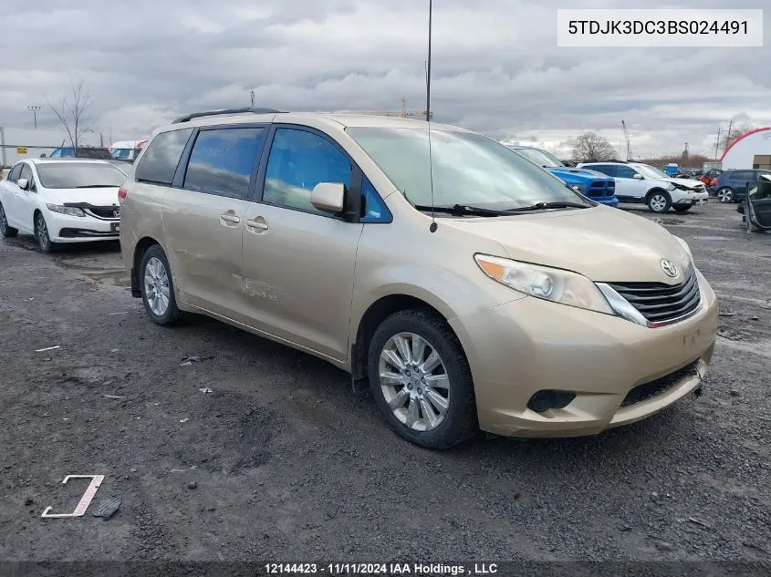 2011 Toyota Sienna Le VIN: 5TDJK3DC3BS024491 Lot: 12144423