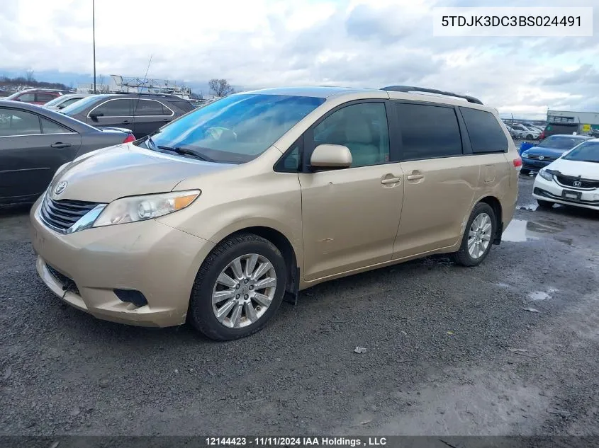 2011 Toyota Sienna Le VIN: 5TDJK3DC3BS024491 Lot: 12144423