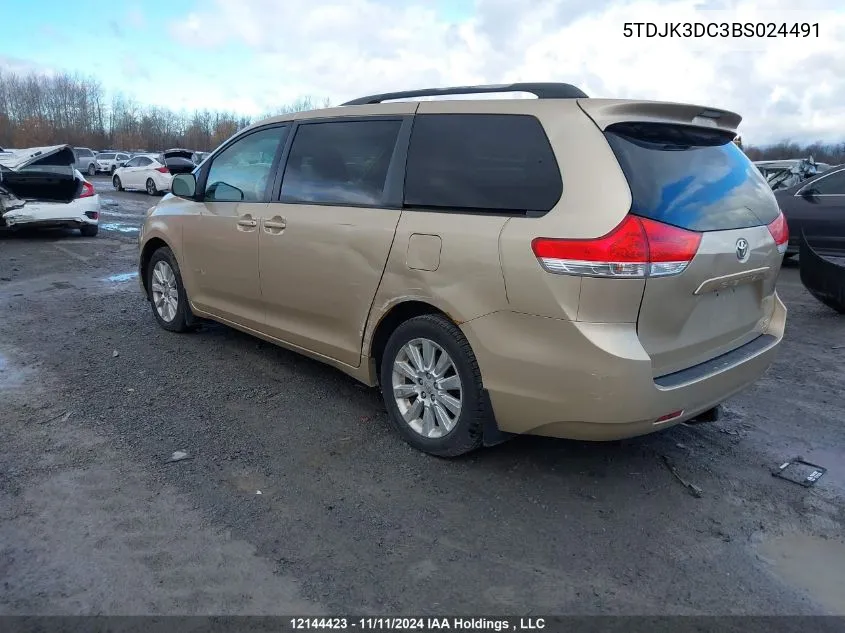 2011 Toyota Sienna Le VIN: 5TDJK3DC3BS024491 Lot: 12144423