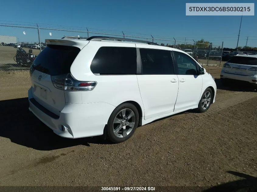 2011 Toyota Sienna Sport VIN: 5TDXK3DC6BS030215 Lot: 30045591