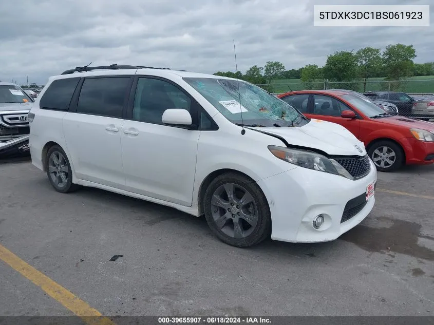 2011 Toyota Sienna Se VIN: 5TDXK3DC1BS061923 Lot: 39655907