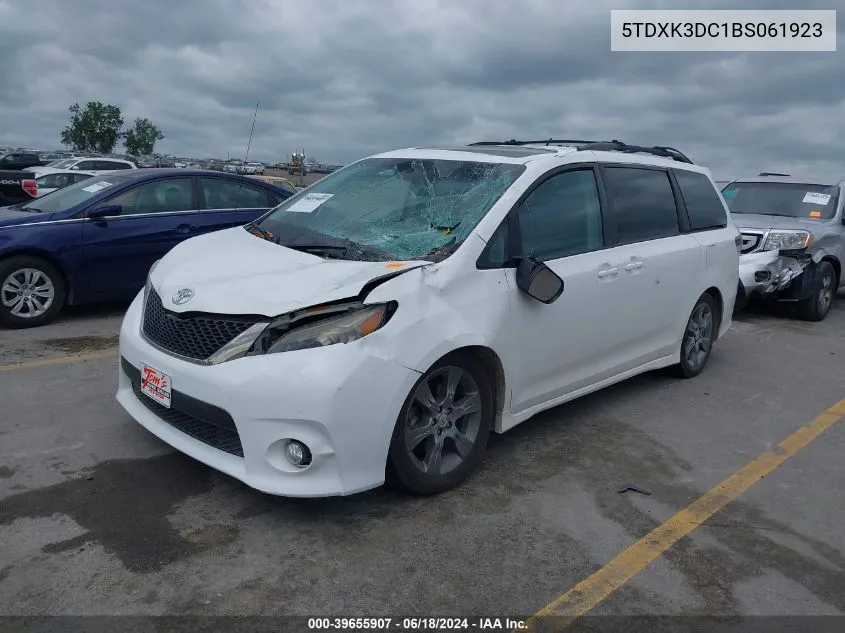 2011 Toyota Sienna Se VIN: 5TDXK3DC1BS061923 Lot: 39655907