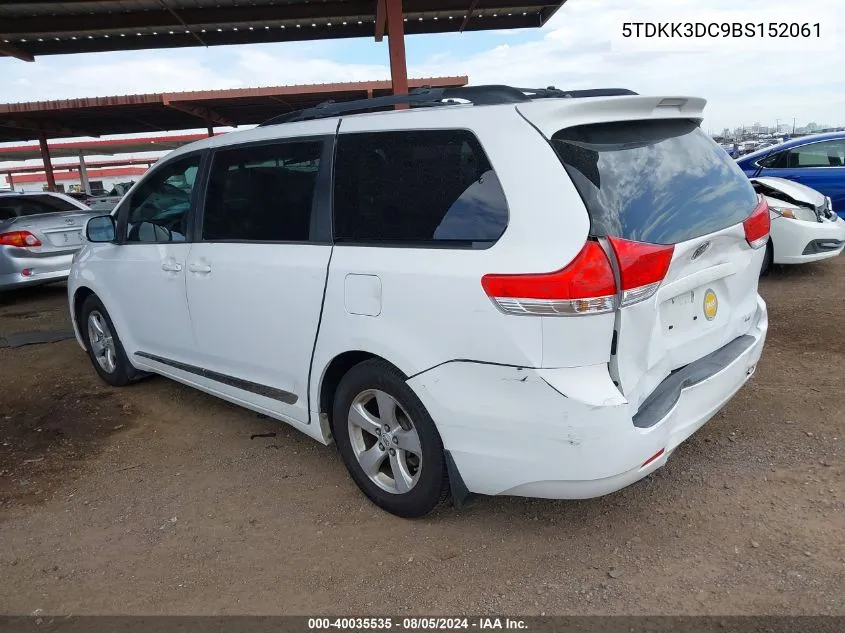 2011 Toyota Sienna Le V6 VIN: 5TDKK3DC9BS152061 Lot: 40035535