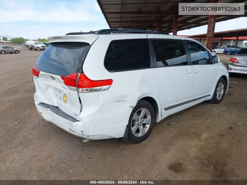 2011 Toyota Sienna Le V6 VIN: 5TDKK3DC9BS152061 Lot: 40035535