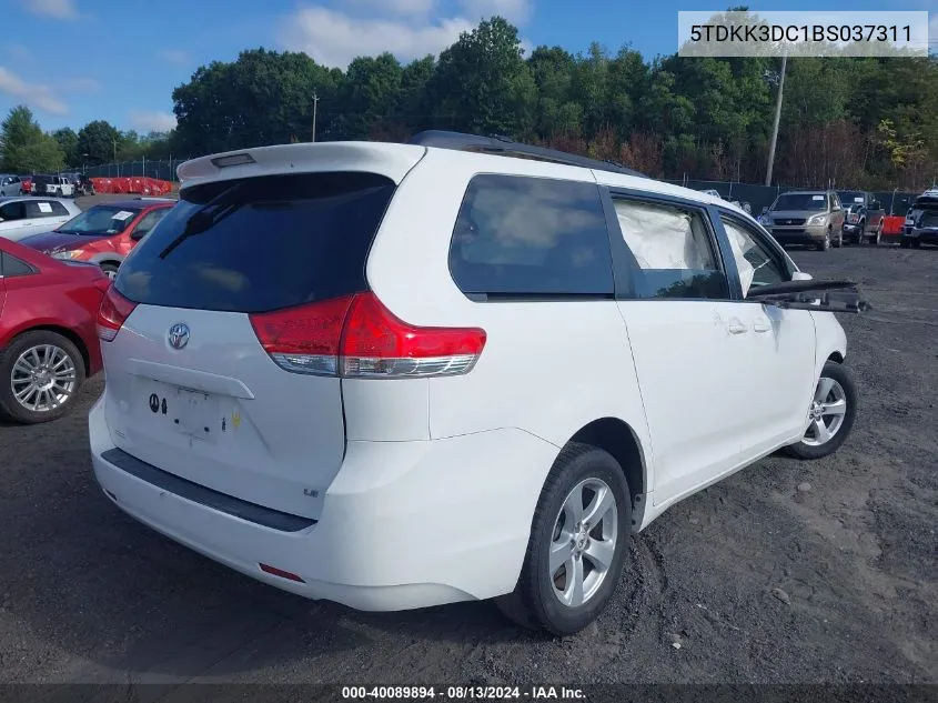 2011 Toyota Sienna Le V6 VIN: 5TDKK3DC1BS037311 Lot: 40089894