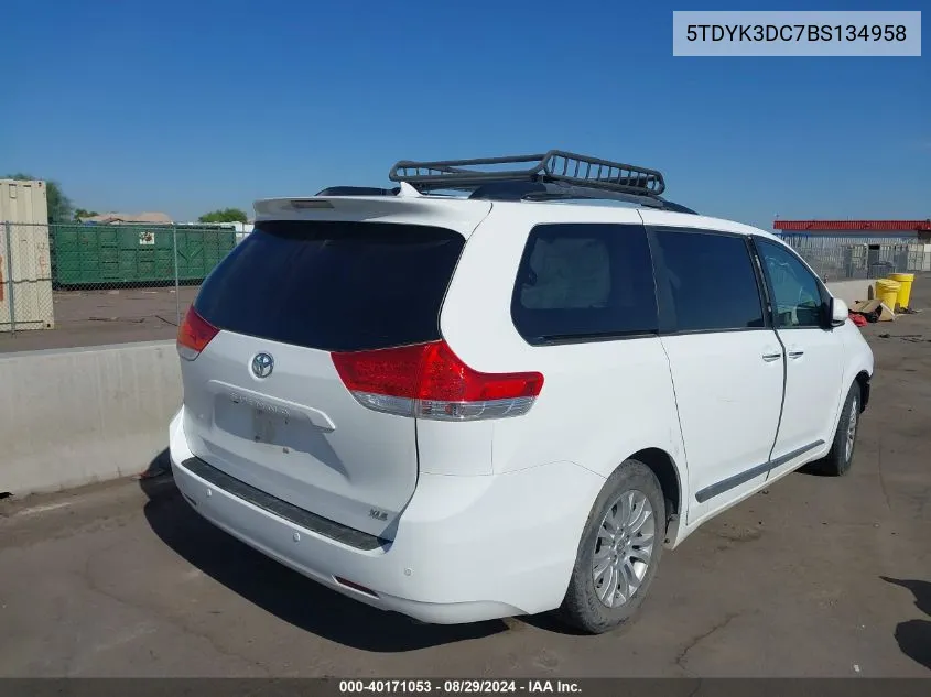 2011 Toyota Sienna Xle V6 VIN: 5TDYK3DC7BS134958 Lot: 40171053