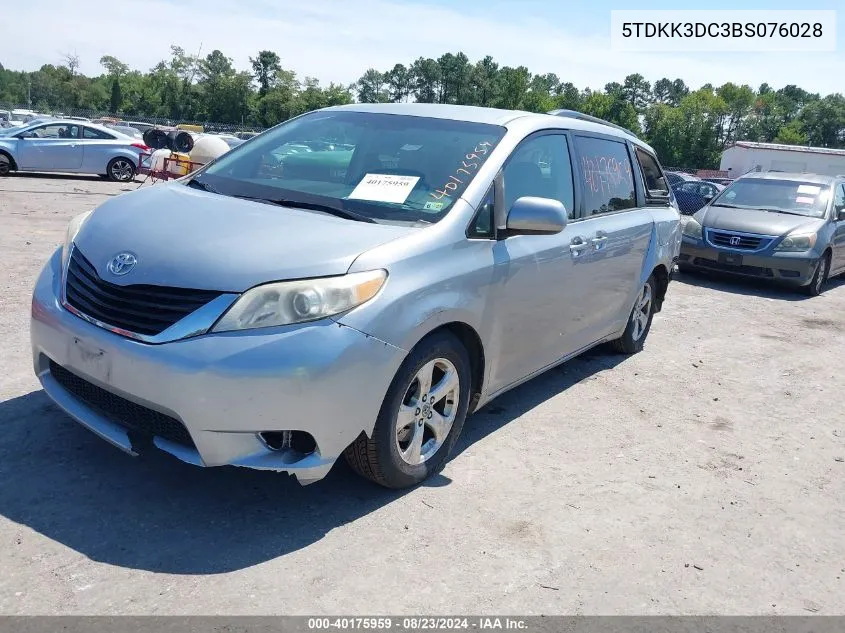 2011 Toyota Sienna Le V6 VIN: 5TDKK3DC3BS076028 Lot: 40175959