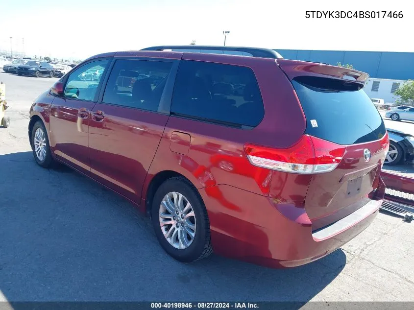 2011 Toyota Sienna Xle V6 VIN: 5TDYK3DC4BS017466 Lot: 40198946