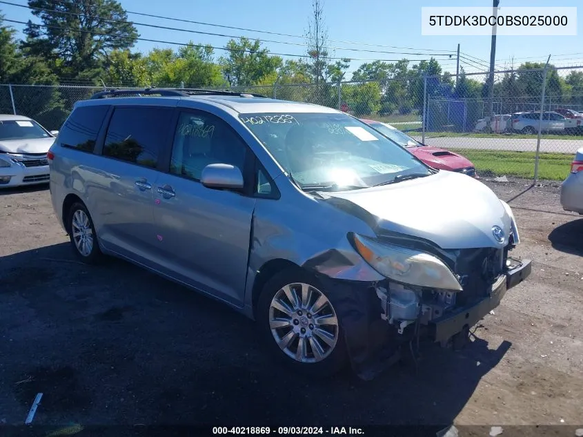 2011 Toyota Sienna Limited VIN: 5TDDK3DC0BS025000 Lot: 40218869