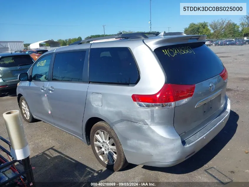 2011 Toyota Sienna Limited VIN: 5TDDK3DC0BS025000 Lot: 40218869