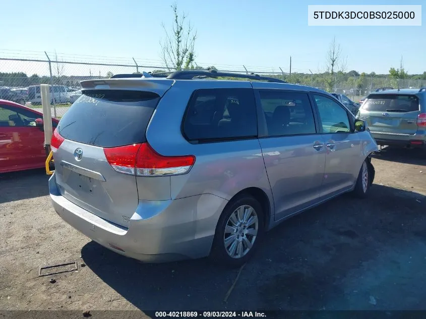 2011 Toyota Sienna Limited VIN: 5TDDK3DC0BS025000 Lot: 40218869