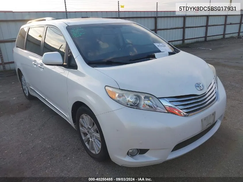 5TDYK3DC5BS017931 2011 Toyota Sienna Limited V6