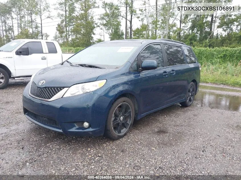 2011 Toyota Sienna Se VIN: 5TDXK3DCXBS106891 Lot: 40264088