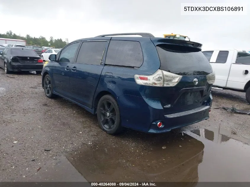 5TDXK3DCXBS106891 2011 Toyota Sienna Se