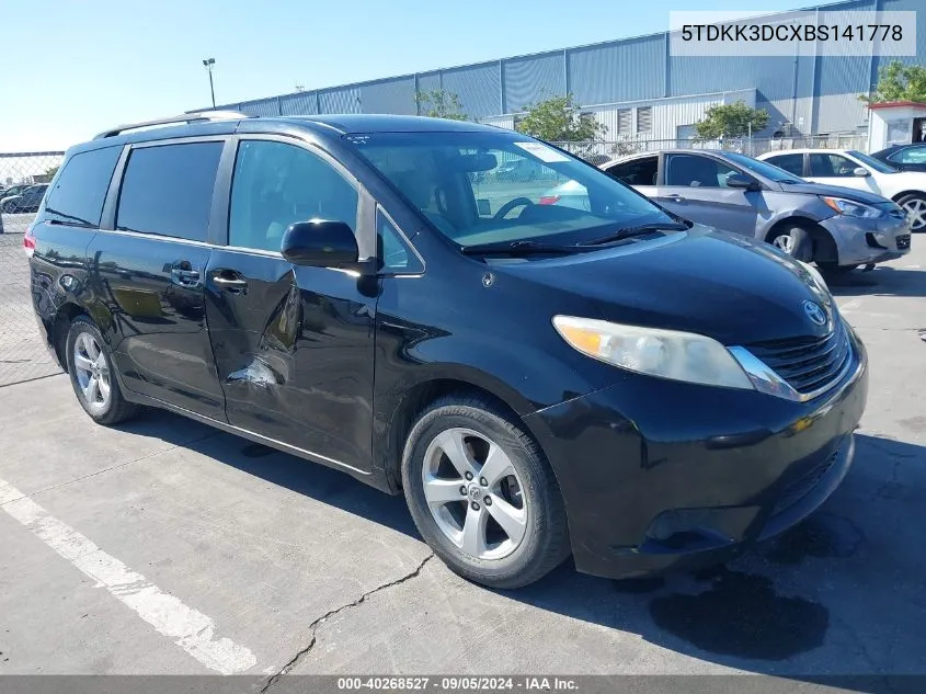 2011 Toyota Sienna Le V6 VIN: 5TDKK3DCXBS141778 Lot: 40268527