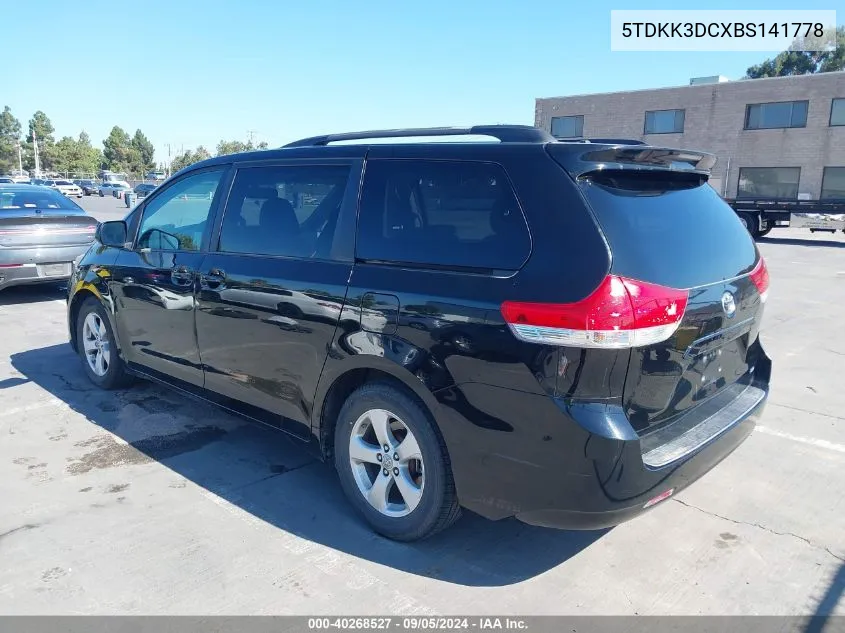 2011 Toyota Sienna Le V6 VIN: 5TDKK3DCXBS141778 Lot: 40268527