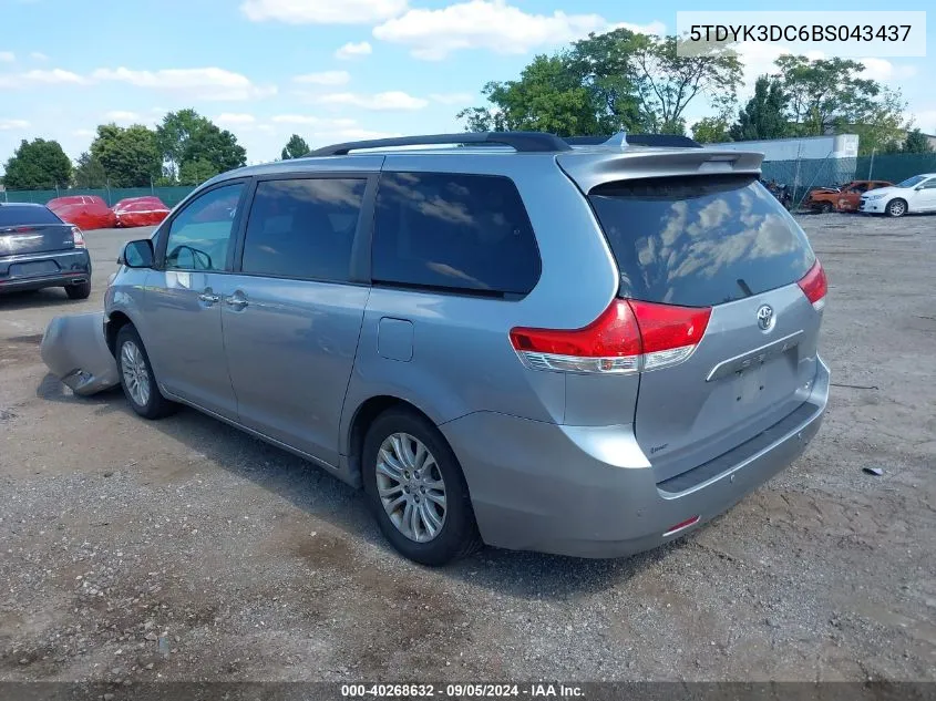 2011 Toyota Sienna Xle V6 VIN: 5TDYK3DC6BS043437 Lot: 40268632